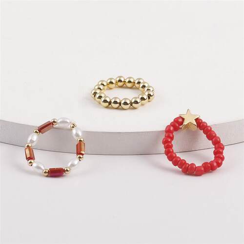 Cute Imitation Pearl Acrylic Beads Ring Set For Women Minima