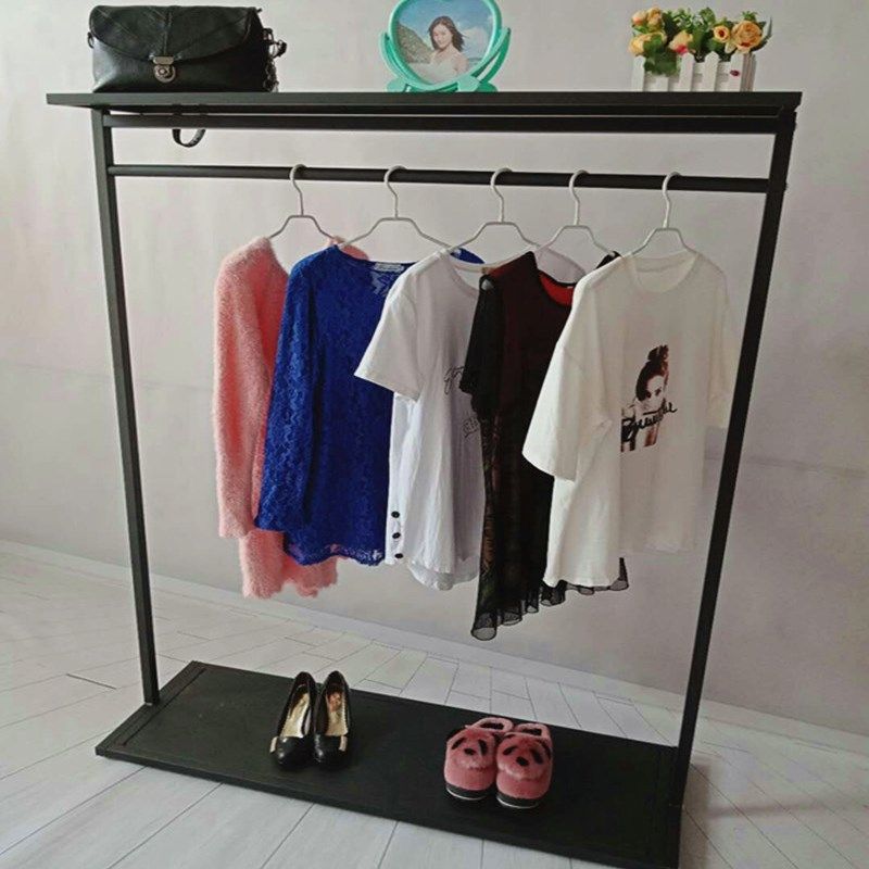 服装店展示架单杠落地式陈列衣服货架子组合欧式侧挂衣架男女装店
