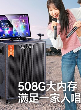 山水Q159广场舞音响户外k歌带显示屏15吋音箱卡拉OK一体机移动ktv