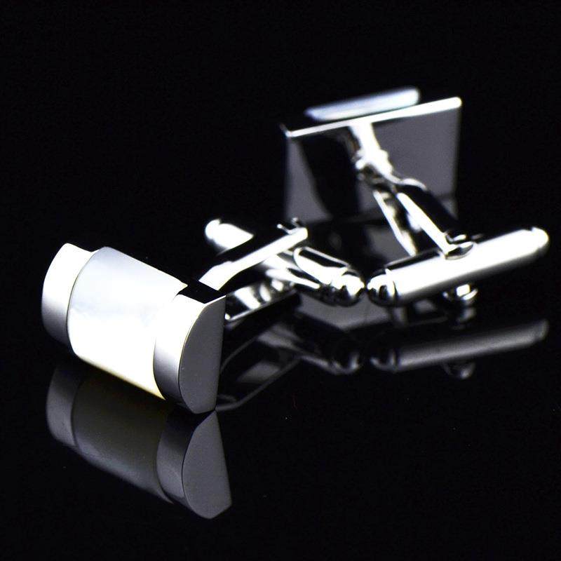 英博 白色贝壳袖扣袖钉男法式衬衫袖猫眼纽扣811cufflinks/156015