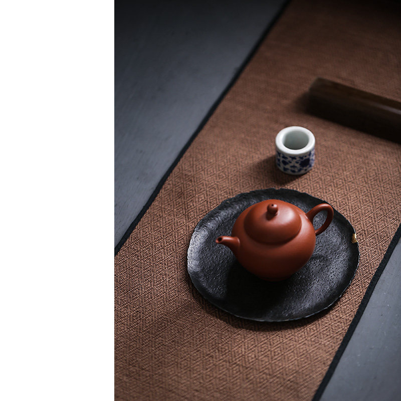 纯手工老铁锻打茶盘 金工手艺干泡盘壶托盘 不规则残边壶承