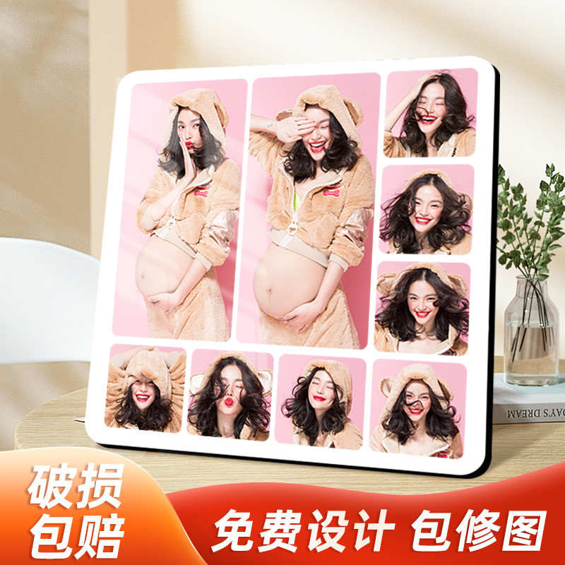 九宫格相框摆台定制亲子孕妇儿童水晶婚纱写真挂墙创意方形洗照片
