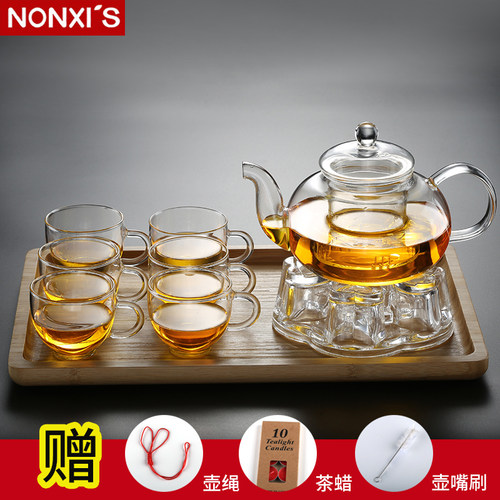 玻璃茶壶耐高温玻璃整套茶具可加热温茶功夫水果花草茶壶家用套装