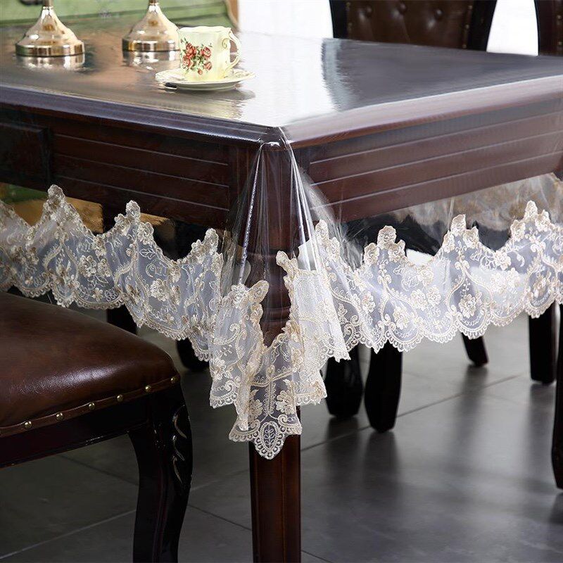 PVC桌布防水防油透明桌垫免洗蕾丝边桌布茶几水晶板软玻璃耐高温