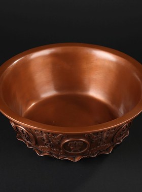 大仕缘 紫铜仿古聚宝盆工艺品家居招财摆件仿古乔迁开业礼品