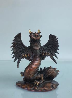 紫铜色生肖龙家居摆件飞龙铜龙客厅装饰摆设
