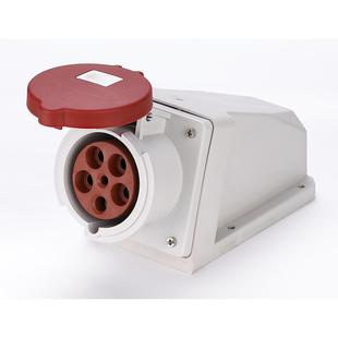 5P63A防水插座IP44防尘五孔插座380V 插座明装 工业插座 6511壁挂式