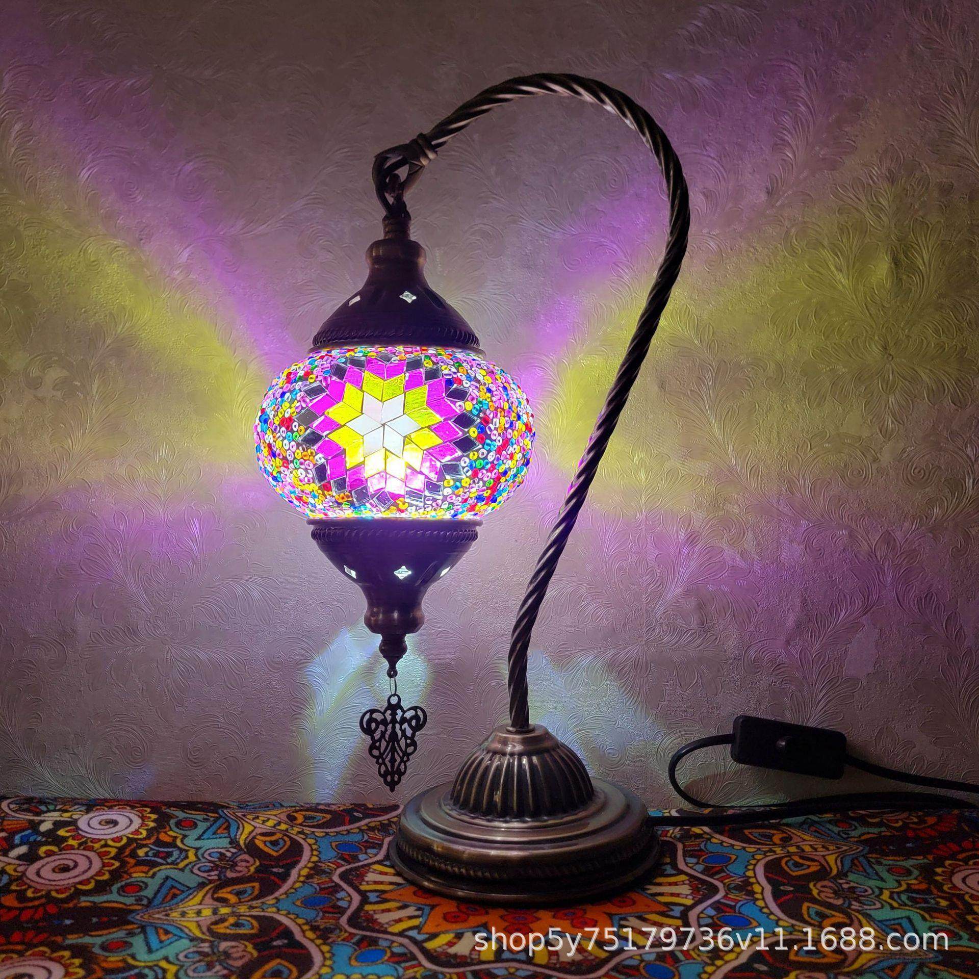 异域摩洛哥复古马赛克书房床头天鹅咖啡厅梳妆漫咖啡装饰成品台灯