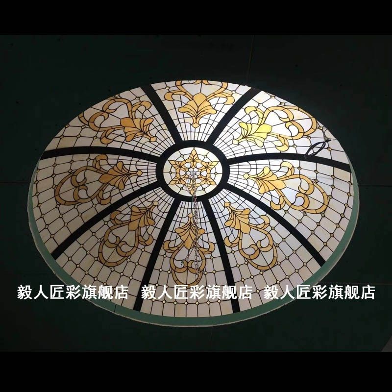 教堂新款镶嵌穹顶彩绘艺术玻璃蒂凡尼屏风别墅餐厅酒店酒吧吊顶