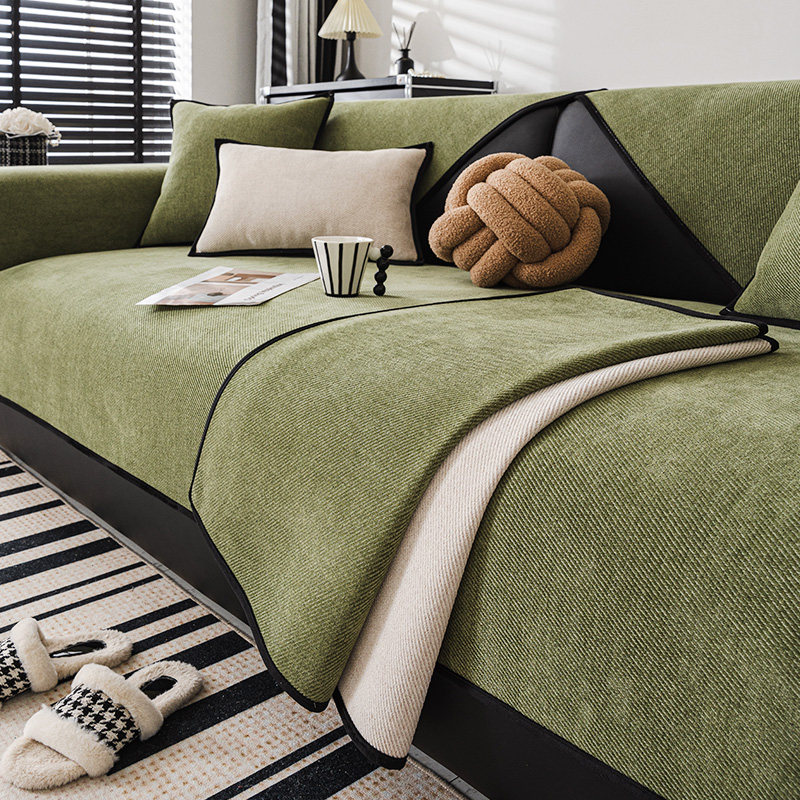 雪尼尔沙发垫防滑布盖布巾皮沙发套罩四季通用2024新款坐垫子定制