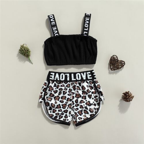 Girls Clothing Sets 2023 Summer Kids Clothes Letter Strap Sl