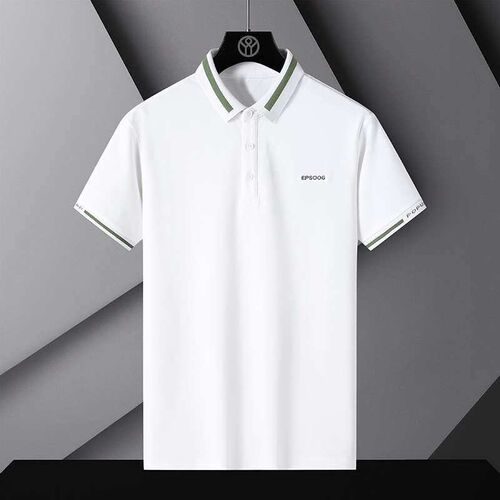 High-grade Contrast Collar Polo Shirt Mens Lapel Short-slee