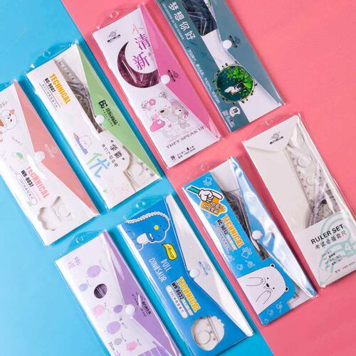 Cartoon set ruler four-piece simple transparent 20cm straigh