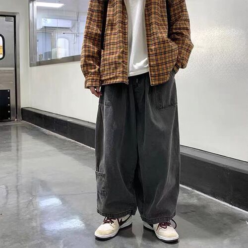 2023 Sreetwear  multi-pocket jeans cargo pantsLoose Plus Siz