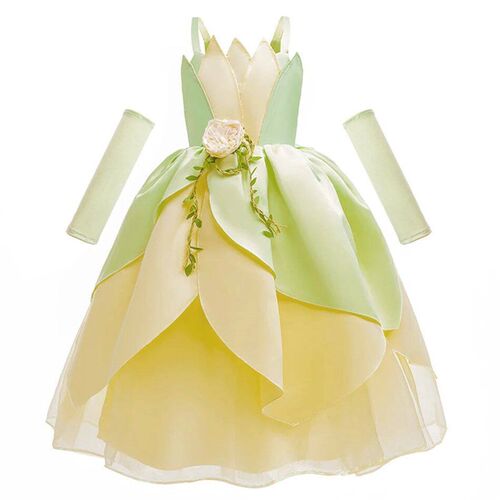 Luxury Tiana Dress For Girl  Princess Outfits Kid Halloween