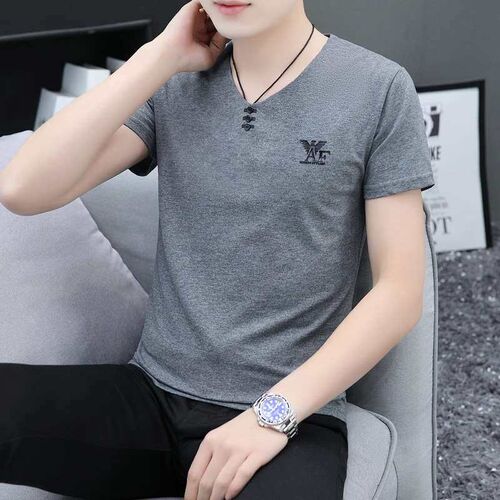 Autumn Youth Slim Fit Short Sleeve Cotton Summer Collarless