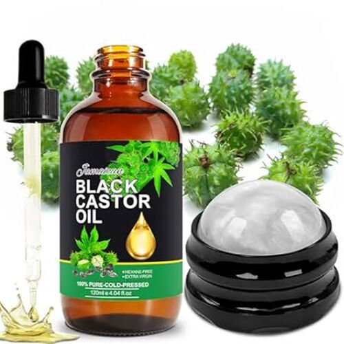 Castor Oil for Massage Therapy Kit with Massage Roller Ba