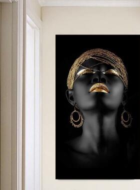 Canvas Painting Wall Art Pictures prints Black woman on canv