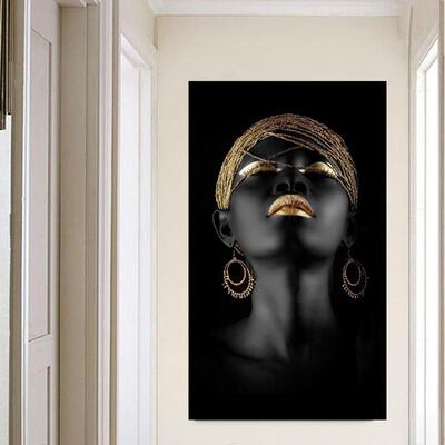 Canvas Painting Wall Art Pictures prints Black woman on canv