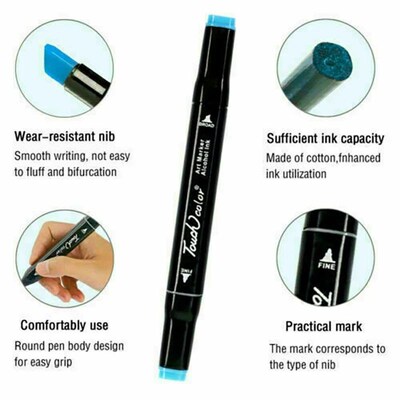 12-80 Colors Art Marker Alcohol Felt Pen Manga Sketching Mar