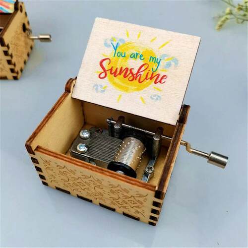 New You Are My Sunshine Music Box Color Printing Wooden Hand