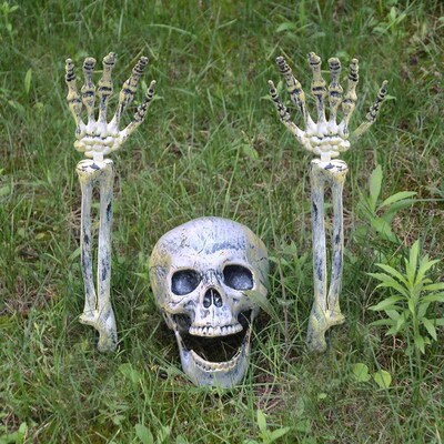 Realistic Skeleton Stakes Halloween Decorations Scary Skull