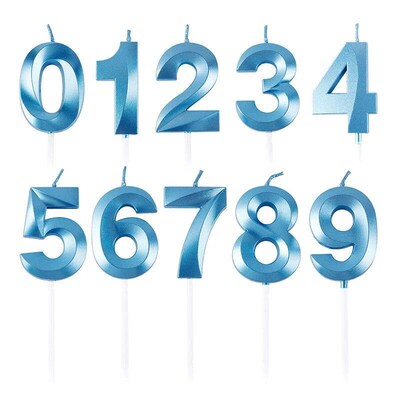 0-9 Digital Candle Pink Blue Happy Birthday 3D Number Candle