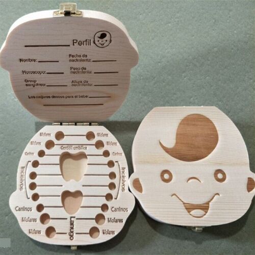 Baby Milk Tooth Box Wooden Teeth Collect Storage for Boys Gi