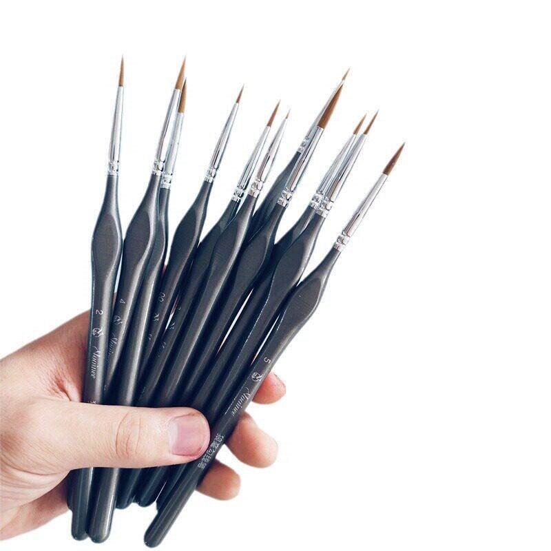 10 Peces Fne Detal Pant Brush Mnature Pantng Brushes - 实物图