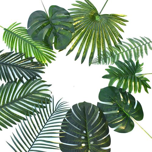 Artificial Monstera Plants Plastic Tropical Palm Tree Leaves