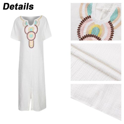 Cotton Linen Dress for Women  Casual Pullover Elegant Midi