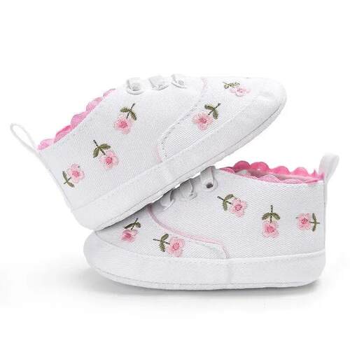 Meckior Newborn Baby Girl Casual Canvas Shoes Flower Cotton