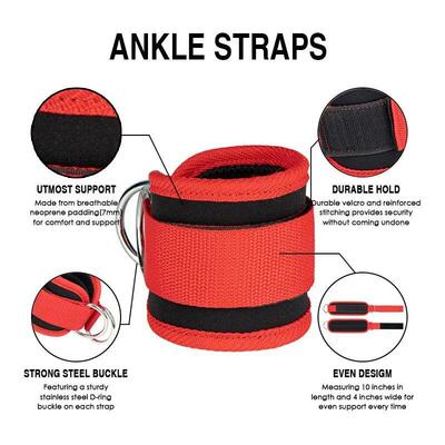 Gym Ankle Straps Double DRing Adjustable Neoprene Padded Cuf