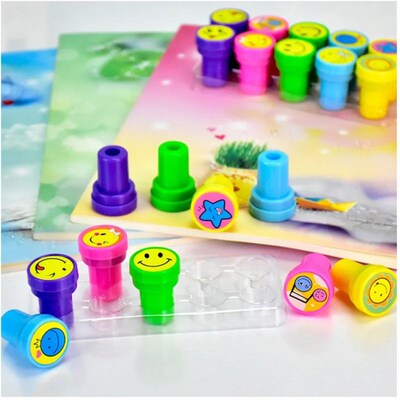 10pcs/Lot Children Toy Stamps Cartoon Looking Good Face Kids