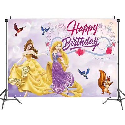 Six Princess Photo Backdrop Birthday Decoration Party Suppli