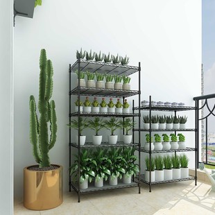 层小花架阳台多肉室内室外落地多层不锈钢移动立体种菜花盆专用