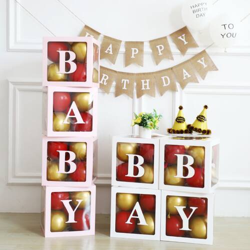 Transparent Name Box Wedding Balloon 1st Birthday Party