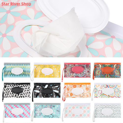 1PC Wet Wipes Bag Portable Flip Cover Snap-Strap Cosmetic Po