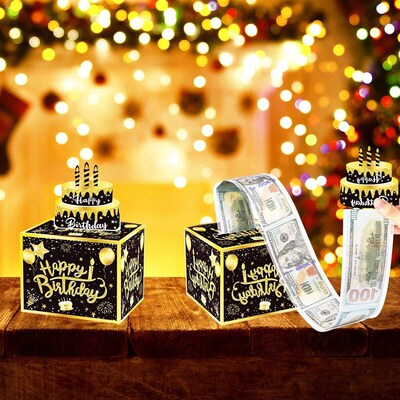 Birthday Money Box for Cash Black Surprise Box Explosion Gif