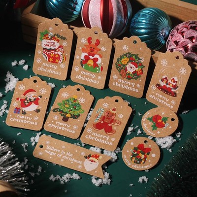 100pcs Merry Christmas Paper Tags DIY Gift Wrapping Card