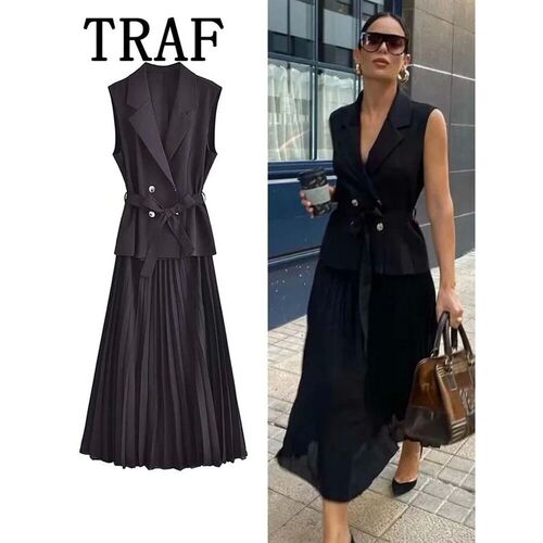 Corset Dress Women Pleated Vests Long Dresses for Women