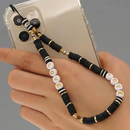 New Fashion Acrylic Letter Mobile Strap Lanyard Anti-Lost Te