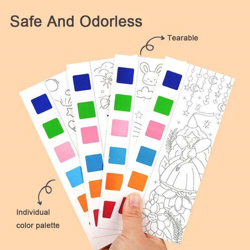 Kids Portable Watercolor Painting Book Paint With Water Brus