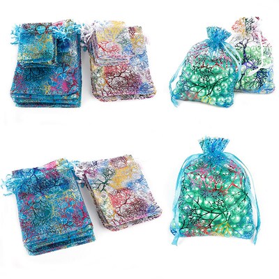 Wholesale 10/20/50Pcs 4 Sizes Drawstring Organza Bags White&