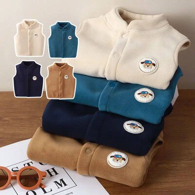 Vests & Waistcoats Boys Girls Plush Vest Top Simple Cartoon