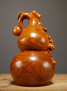 花梨木雕葫芦摆件实木葫芦家居客厅玄关办公室装饰工艺品红木礼品