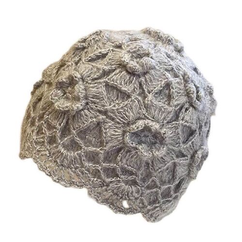 Handmade Crochet Flower Hat Cover Gray Hair Headdress Coveri