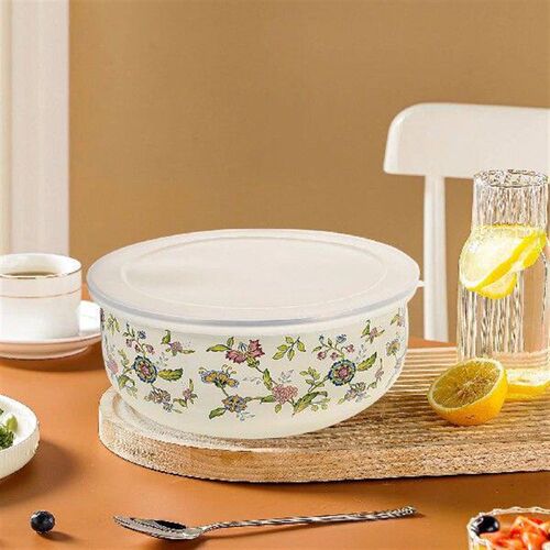 5 Pcs Enamel Bowl Fruit Large with Lid Serving Bowls Set