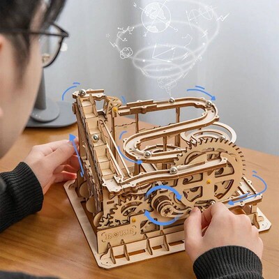 Robotime Rokr 4 Kinds Marble Run DIY Waterwheel Wooden Model