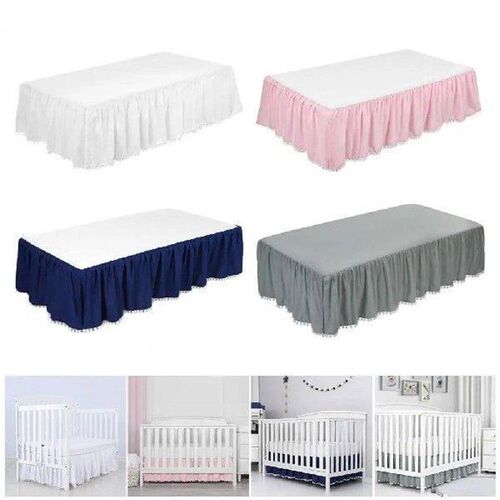 Baby Bed Cover Plush Ball Crib Skirt Mini Crib Skirt Set